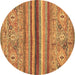 Round Abstract Brown Modern Rug, abs2482brn