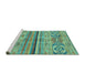 Sideview of Machine Washable Abstract Turquoise Modern Area Rugs, wshabs2483turq