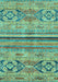 Machine Washable Abstract Turquoise Modern Area Rugs, wshabs2483turq