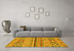 Machine Washable Abstract Yellow Modern Rug in a Living Room, wshabs2483yw