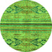 Round Abstract Green Modern Rug, abs2483grn