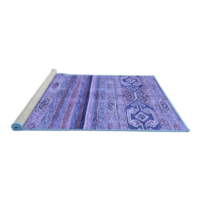 Sideview of Machine Washable Abstract Blue Modern Rug, wshabs2483blu