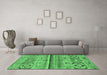 Machine Washable Abstract Emerald Green Modern Area Rugs in a Living Room,, wshabs2483emgrn