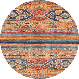Round Abstract Light Copper Gold Modern Rug, abs2483