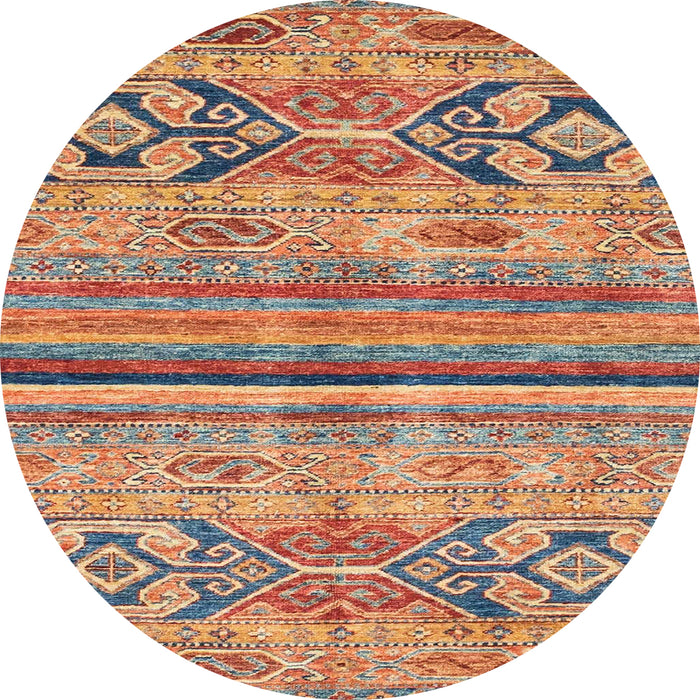 Round Abstract Light Copper Gold Modern Rug, abs2483