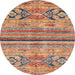 Round Abstract Light Copper Gold Modern Rug, abs2483