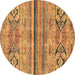 Round Abstract Brown Modern Rug, abs2483brn