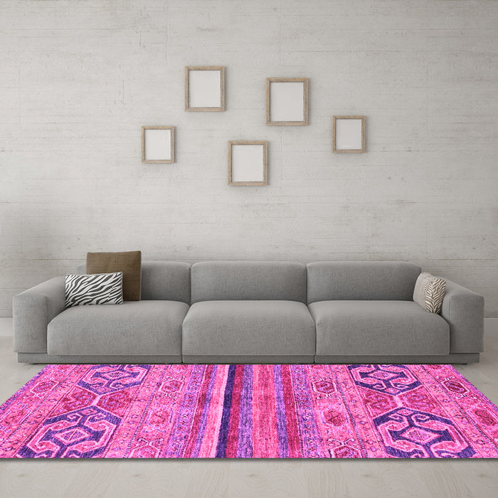 Machine Washable Abstract Pink Modern Rug in a Living Room, wshabs2483pnk