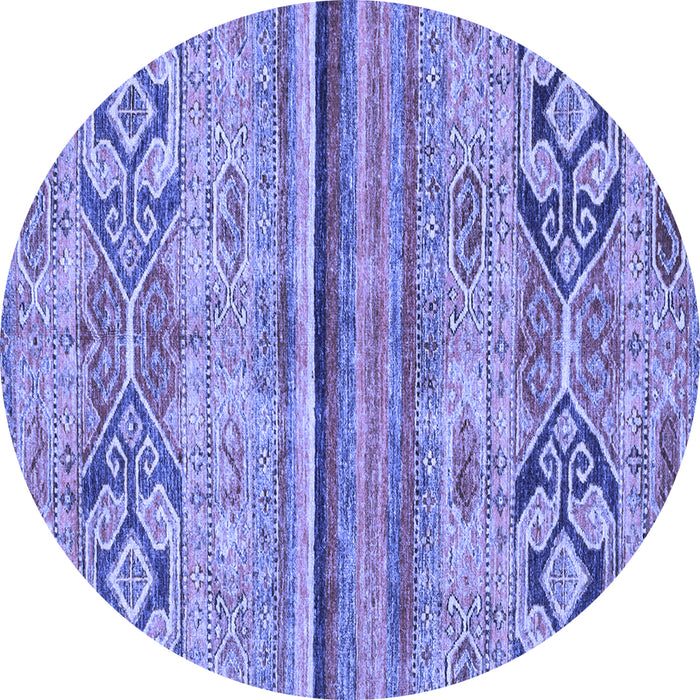 Round Abstract Blue Modern Rug, abs2483blu