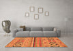 Machine Washable Abstract Orange Modern Area Rugs in a Living Room, wshabs2483org