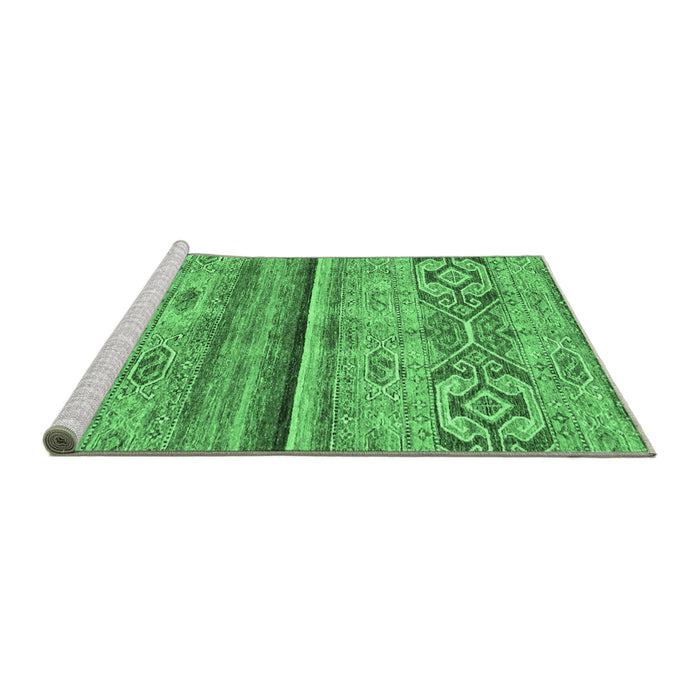 Sideview of Machine Washable Abstract Emerald Green Modern Area Rugs, wshabs2483emgrn
