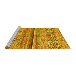 Sideview of Machine Washable Abstract Yellow Modern Rug, wshabs2483yw