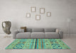 Machine Washable Abstract Turquoise Modern Area Rugs in a Living Room,, wshabs2483turq