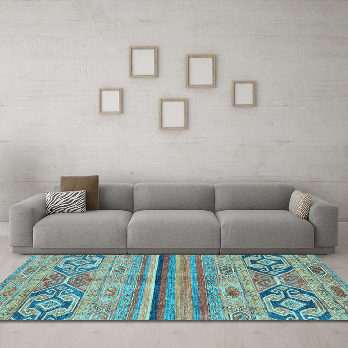 Machine Washable Abstract Light Blue Modern Rug in a Living Room, wshabs2483lblu