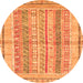 Round Abstract Orange Modern Rug, abs2484org