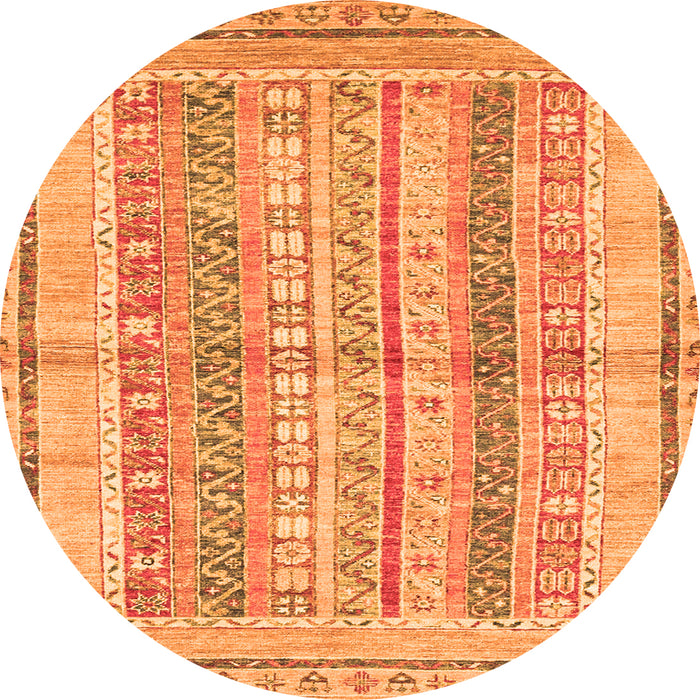 Round Machine Washable Abstract Orange Modern Area Rugs, wshabs2484org