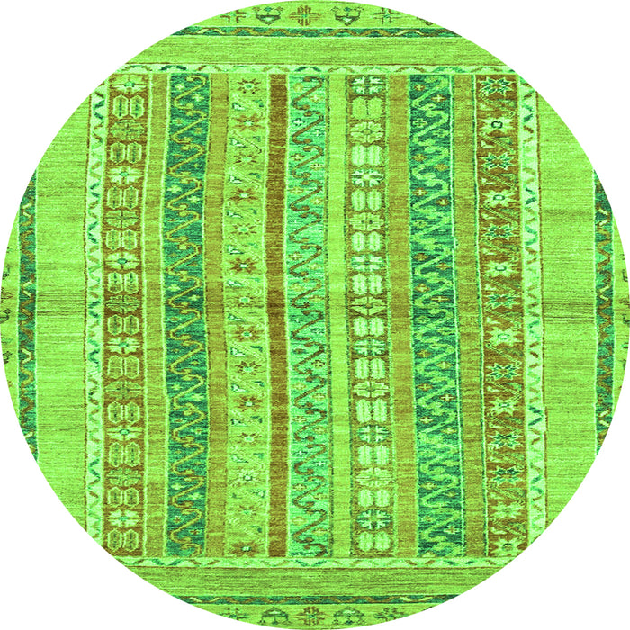 Round Machine Washable Abstract Green Modern Area Rugs, wshabs2484grn