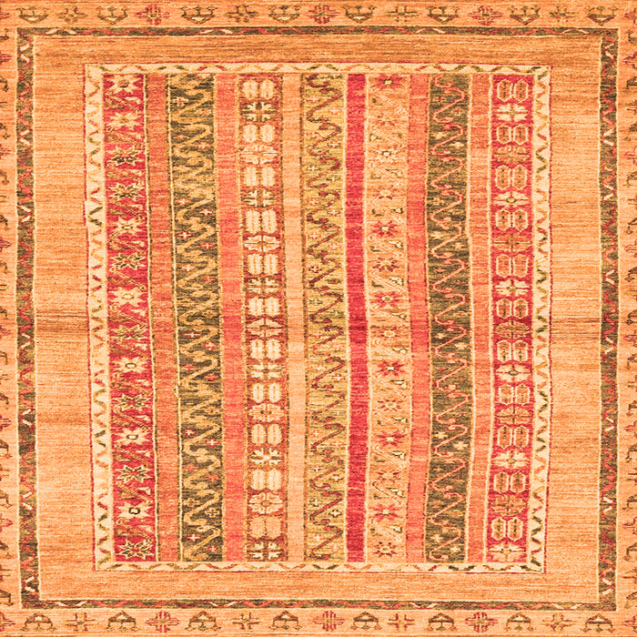 Square Machine Washable Abstract Orange Modern Area Rugs, wshabs2484org