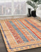 Abstract Rust Pink Modern Rug in Family Room, abs2484