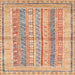 Square Machine Washable Abstract Rust Pink Rug, wshabs2484