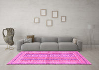 Machine Washable Abstract Pink Modern Rug, wshabs2484pnk