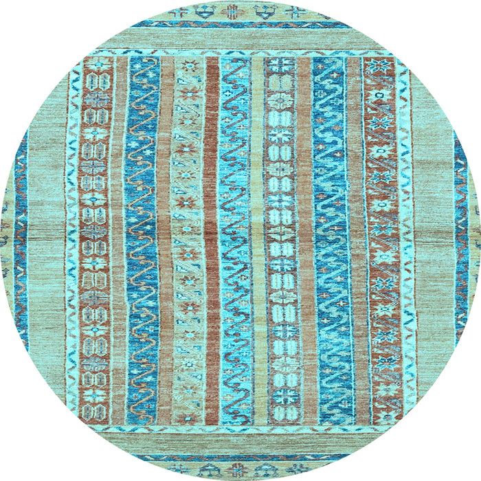 Round Abstract Light Blue Modern Rug, abs2484lblu