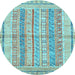 Round Abstract Light Blue Modern Rug, abs2484lblu