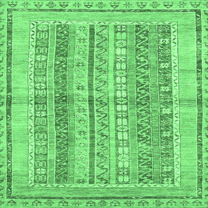 Square Machine Washable Abstract Emerald Green Modern Area Rugs, wshabs2484emgrn