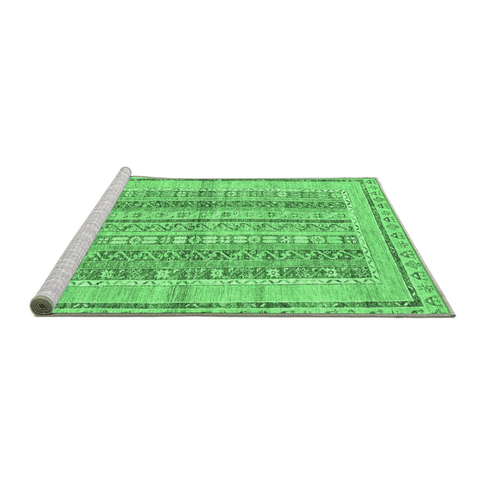 Sideview of Machine Washable Abstract Emerald Green Modern Area Rugs, wshabs2484emgrn