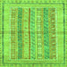 Square Machine Washable Abstract Green Modern Area Rugs, wshabs2484grn