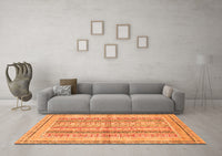 Machine Washable Abstract Orange Modern Rug, wshabs2484org