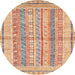 Round Abstract Rust Pink Modern Rug, abs2484