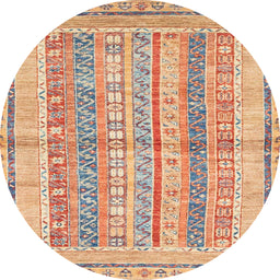 Round Machine Washable Abstract Rust Pink Rug, wshabs2484