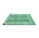 Sideview of Machine Washable Abstract Turquoise Modern Area Rugs, wshabs2484turq