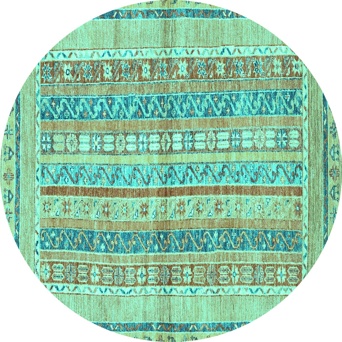 Round Abstract Turquoise Modern Rug, abs2484turq