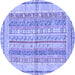 Round Abstract Blue Modern Rug, abs2484blu