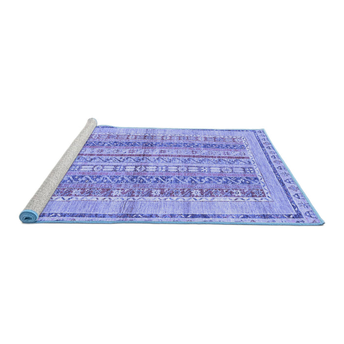 Sideview of Machine Washable Abstract Blue Modern Rug, wshabs2484blu