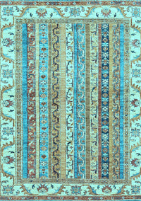 Abstract Light Blue Modern Rug, abs2485lblu