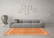 Machine Washable Abstract Orange Modern Area Rugs in a Living Room, wshabs2485org