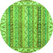 Round Abstract Green Modern Rug, abs2485grn