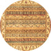 Round Machine Washable Abstract Brown Modern Rug, wshabs2485brn