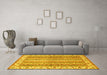 Machine Washable Abstract Yellow Modern Rug in a Living Room, wshabs2485yw