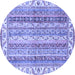 Round Machine Washable Abstract Blue Modern Rug, wshabs2485blu