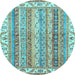 Round Abstract Light Blue Modern Rug, abs2485lblu