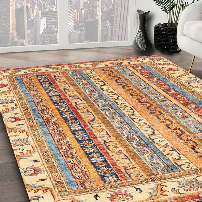 Abstract Red Modern Rug in Family Room, abs2485