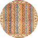 Round Machine Washable Abstract Red Rug, wshabs2485