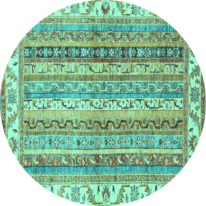Round Abstract Turquoise Modern Rug, abs2485turq