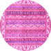 Round Abstract Pink Modern Rug, abs2485pnk