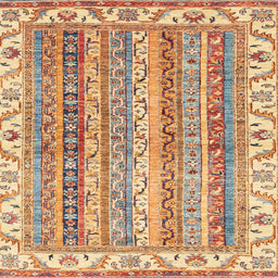 Square Abstract Red Modern Rug, abs2485