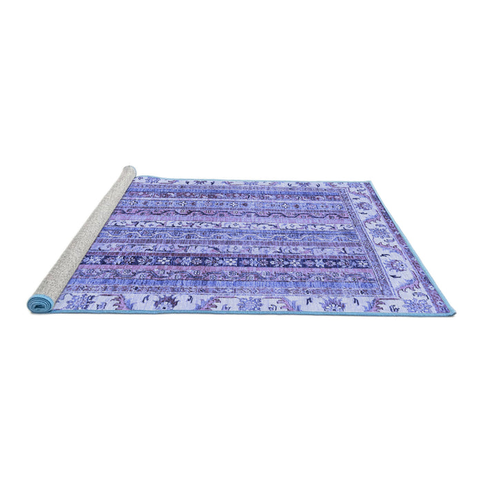 Sideview of Machine Washable Abstract Blue Modern Rug, wshabs2485blu